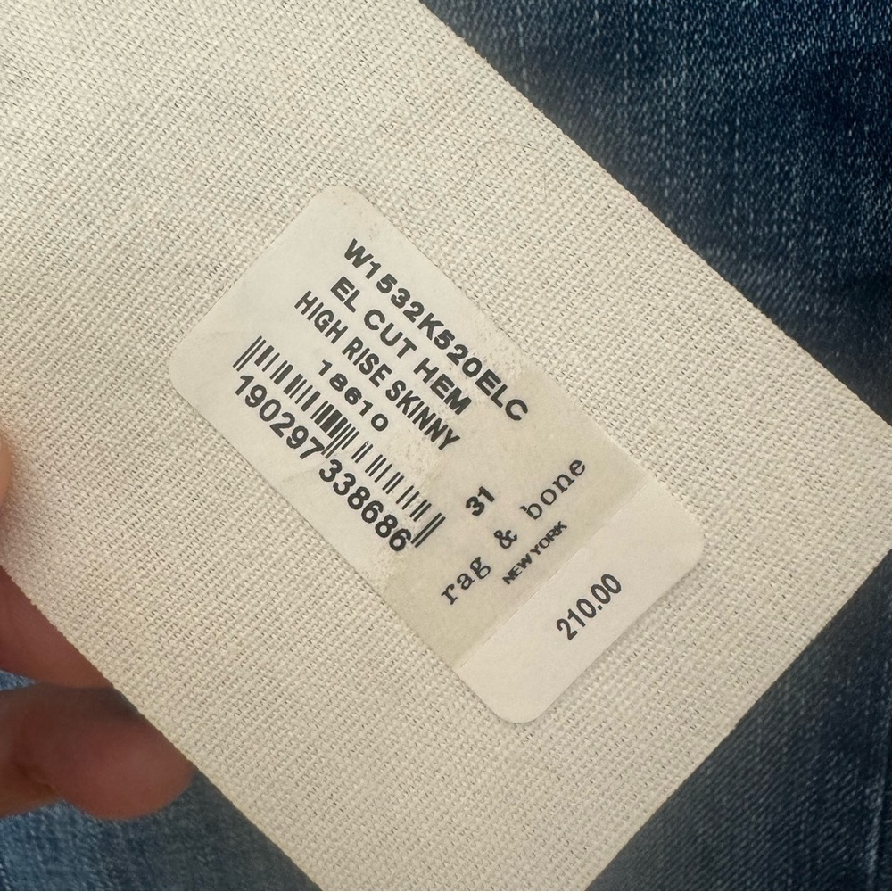 RAG & BONE High Rise Skinny Jeans El Cut Hem With Original Tags Size 31 - Picture 10 of 16